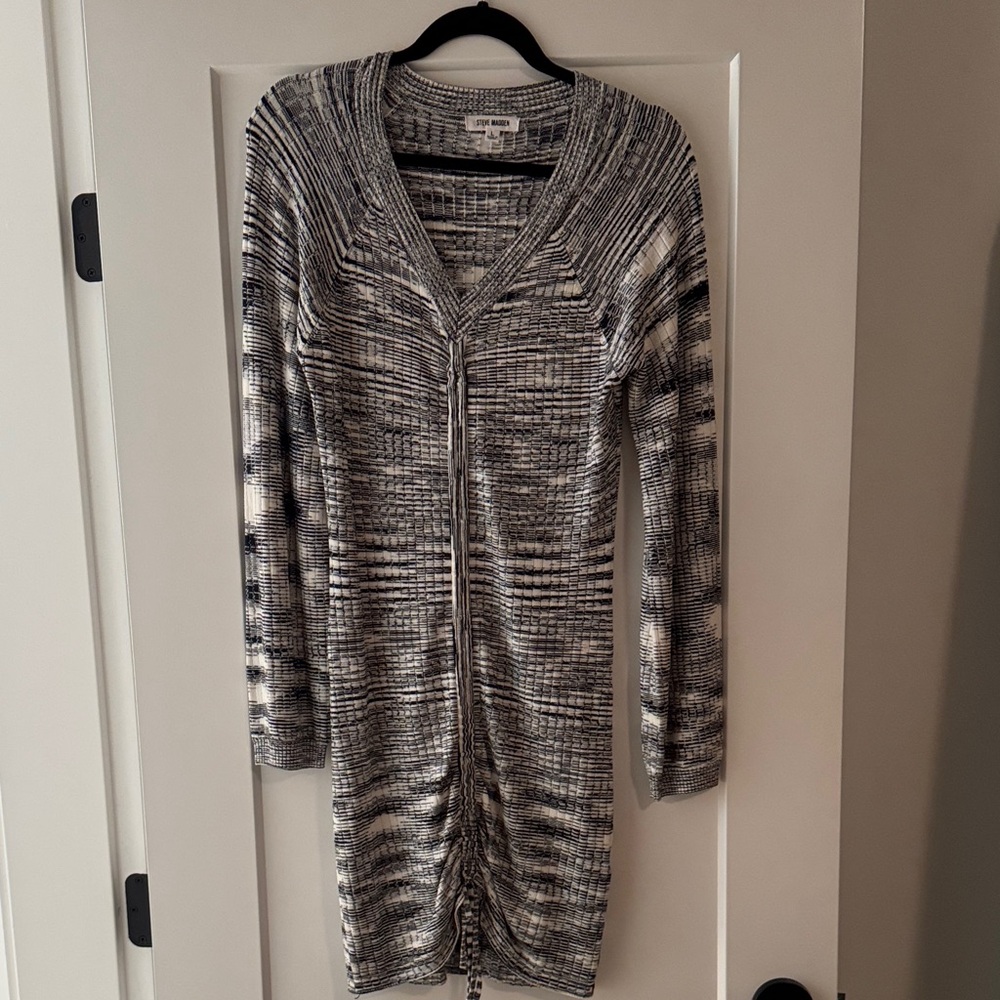 Steve Madden Monochrome Textured Long Sleeve Dress
